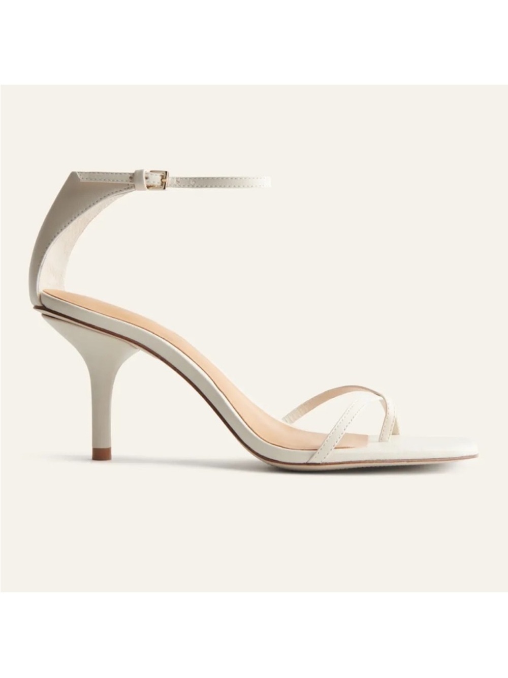 Reformation Gigi Strappy Mid Heel Sandals in Off White Almond Size 7.5